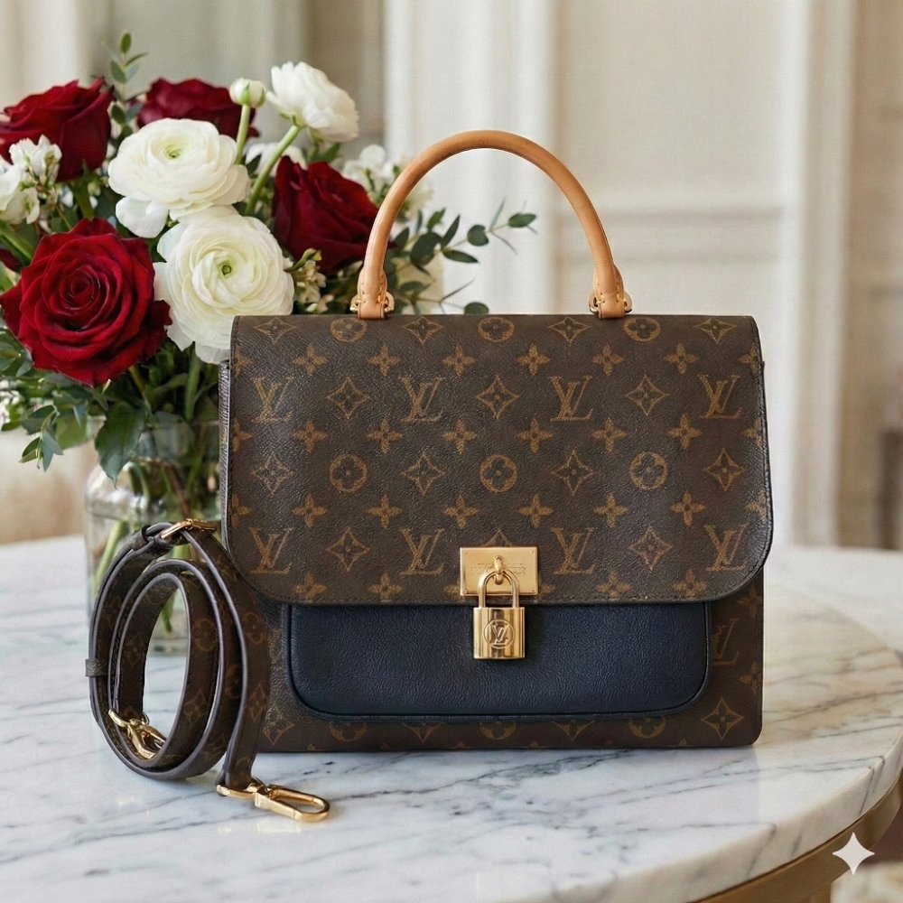 Louis Vuitton Marignan Monogram Canvas Grained Leather Bag ✨ PRISTINE CONDITION - Picture 1 of 17